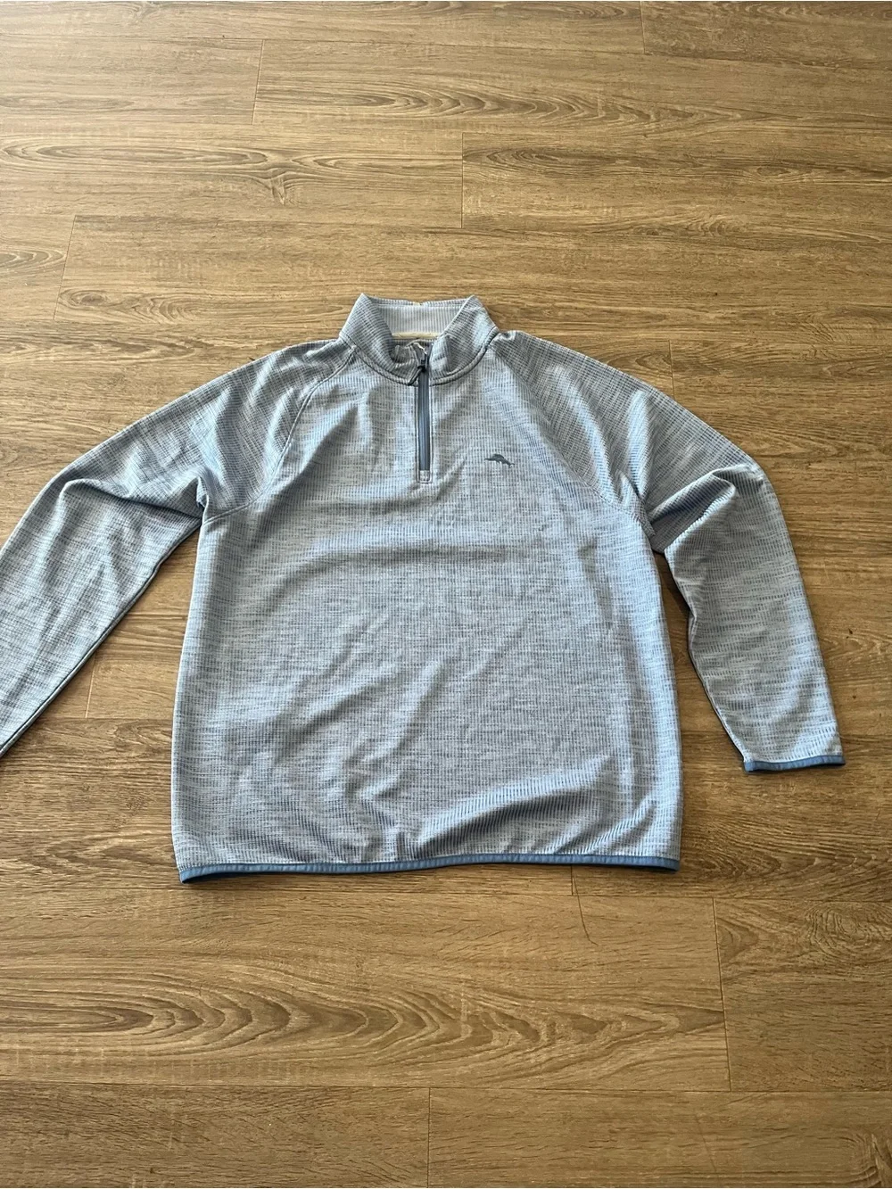 Tommy Bahama Quarter Zip Pullover Sweater IslandZone Mens Large Gray Space Dye